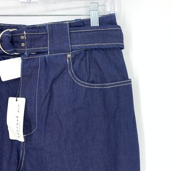 Current Air Jeans Women's Small Blue Denim Loose Fit Leg Belted Cropped NEW - Picture 2 of 4